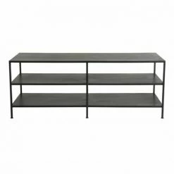 MACABANE ROBIN - Meuble TV Noir 2 étagères Métal Industriel - Noir -MACABANE Elegant store 17784089 5