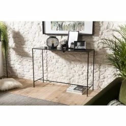 MACABANE ROBIN - Console Industrielle Rectangulaire Noire Métal - Noir
