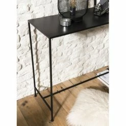 MACABANE ROBIN - Console Industrielle Rectangulaire Noire Métal - Noir -MACABANE Elegant store 17784090 4
