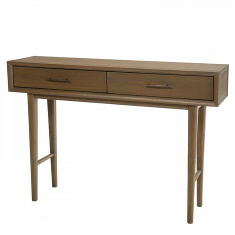 MACABANE LAURE - Console Marron 2 Tiroirs Bois Mindi - Noyer 7 MACABANE LAURE - Console Marron 2 Tiroirs Bois Mindi - Noyer – Image 5