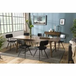MACABANE LAURE - Table à Manger Rectangulaire Extensible Marron 200/240cm Bois Mindi - Noyer