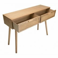 MACABANE ROMEO - Console Couleur Naturelle 2 Tiroirs Bois Cannage - Naturel -MACABANE Elegant store 17784119 5