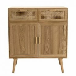 MACABANE ROMEO - Buffet Couleur Naturelle 2 Tiroirs 2 Portes Bois Cannage - Naturel -MACABANE Elegant store 17784124 5