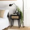 MACABANE EMILIO - Chevet Bois Noir 1 Tiroir Cannage - Noir / Naturel -MACABANE Elegant store 17784126 1