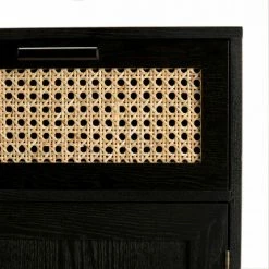 MACABANE EMILIO - Buffet Bois Noir 2 Tiroirs Cannage 2 Portes - Naturel -MACABANE Elegant store 17784131 4