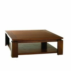 MACABANE EDEN - Table Basse Carrée Marron Sous Plateau 90x90cm Bois Mindi - Chocolat -MACABANE Elegant store 17784133 2