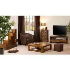 MACABANE EDEN - Table Basse Carrée Marron Sous Plateau 90x90cm Bois Mindi - Chocolat -MACABANE Elegant store 17784133 4