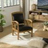 MACABANE ERIS - Fauteuil Teck Et Cuir Noir - Noir -MACABANE Elegant store 17784145 1