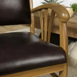 MACABANE ERIS - Fauteuil Teck Et Cuir Marron - Marron 11 MACABANE ERIS - Fauteuil Teck Et Cuir Marron - Marron -MACABANE Elegant store 17784147 5