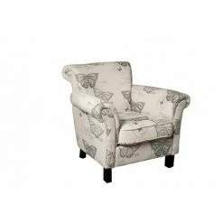 MACABANE ARTHUR - Fauteuil Blanc WILL Tissu Papillon Pieds Bois Noir - Imprimé Blanc Et Noir -MACABANE Elegant store 17784157 3