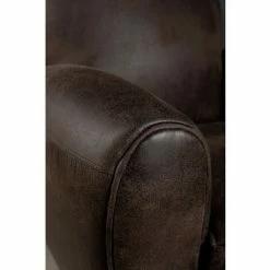 MACABANE ARTHUR - Fauteuil Club Microfibre Marron Foncé Pieds Bois Noir - Marron -MACABANE Elegant store 17784159 3