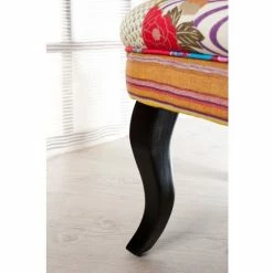 MACABANE ARTHUR - Fauteuil BETTY Tissu Bohème Multicolore Pieds Bois Noir - IMPRIME -MACABANE Elegant store 17784200 4