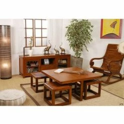 MACABANE EDEN - Rockingchair Marron Bois Mindi - Chocolat -MACABANE Elegant store 17784221 3