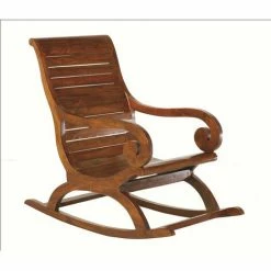MACABANE EDEN - Rockingchair Marron Bois Mindi - Chocolat -MACABANE Elegant store 17784221 4