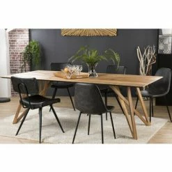MACABANE MADISON - Table à Manger Rectangulaire 220x100cm Bois Teck Recyclé Pieds Croisés Teck - Naturel -MACABANE Elegant store 17886787 3