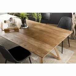 MACABANE MADISON - Table à Manger Rectangulaire 220x100cm Bois Teck Recyclé Pieds Croisés Teck - Naturel -MACABANE Elegant store 17886787 5