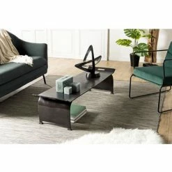 MACABANE JONAS - Table Basse Rectangulaire/console Basse 134x40cm Aluminium Noir - Noir