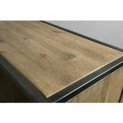 MACABANE LEANDRE - Bibliothèque Noire 3 Portes 3 Niches Bois Acacia Et Acier - Multicouleurs Vieillies -MACABANE Elegant store 18035736 5