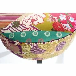 MACABANE ARTHUR - Tabouret Rond 42x42 Cm Tissu Bohème Multicolore Pieds Bois Noir - IMPRIME -MACABANE Elegant store 18035749 3