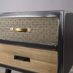 MACABANE ROMAIN - Chevet Noir 2 Tiroirs Marrons Motifs Pin - Noir Mat 11 MACABANE ROMAIN - Chevet Noir 2 Tiroirs Marrons Motifs Pin - Noir Mat -MACABANE Elegant store 18152062 5