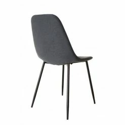 MACABANE AUGUSTIN - Lot De 2 Chaises Tissu Anthracite Pieds Métal Noir - Gris -MACABANE Elegant store 18152065 3