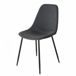 MACABANE AUGUSTIN - Lot De 2 Chaises Tissu Anthracite Pieds Métal Noir - Gris -MACABANE Elegant store 18152065 5