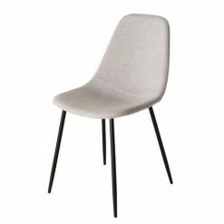 MACABANE AUGUSTIN - Lot De 2 Chaises Tissu Blanc écru Pieds Métal Noir - Beige -MACABANE Elegant store 18152066 5