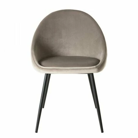 MACABANE AUGUSTIN - Lot De 2 Chaises Velours Chamois Beige Pieds Métal Noir - Beige 4 MACABANE AUGUSTIN - Lot De 2 Chaises Velours Chamois Beige Pieds Métal Noir - Beige – Image 2