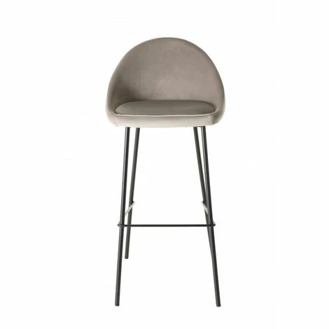 MACABANE AUGUSTIN - Lot De 2 Tabourets De Bar Velours Chamois Beige Pieds Métal Noir Hauteur D'assise 80cm - Beige 4 MACABANE AUGUSTIN - Lot De 2 Tabourets De Bar Velours Chamois Beige Pieds Métal Noir Hauteur D'assise 80cm - Beige – Image 2