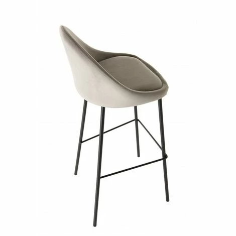 MACABANE AUGUSTIN - Lot De 2 Tabourets De Bar Velours Chamois Beige Pieds Métal Noir Hauteur D'assise 80cm - Beige 5 MACABANE AUGUSTIN - Lot De 2 Tabourets De Bar Velours Chamois Beige Pieds Métal Noir Hauteur D'assise 80cm - Beige – Image 3