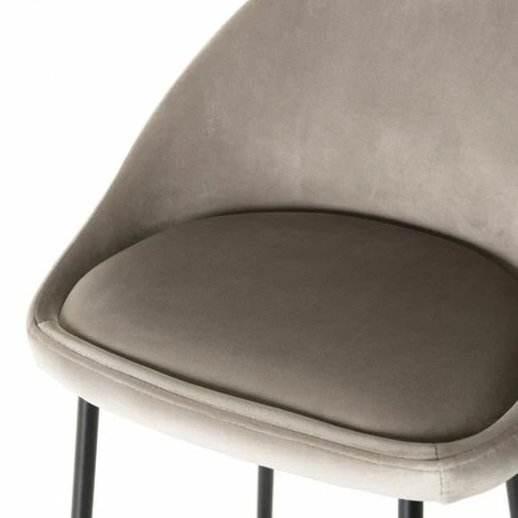 MACABANE AUGUSTIN - Lot De 2 Tabourets De Bar Velours Chamois Beige Pieds Métal Noir Hauteur D'assise 80cm - Beige 6 MACABANE AUGUSTIN - Lot De 2 Tabourets De Bar Velours Chamois Beige Pieds Métal Noir Hauteur D'assise 80cm - Beige – Image 4