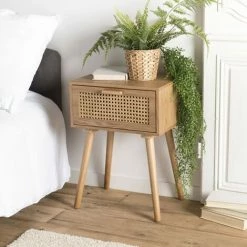 MACABANE ROMEO - Chevet Couleur Naturelle 1 Tiroir Cannage - Naturel -MACABANE Elegant store 18152076 3