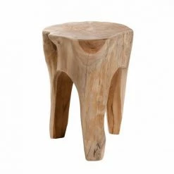 MACABANE ERIS - Tabouret Rond Nature Marron 30x30cm Bois Teck - Naturel -MACABANE Elegant store 18322798 3