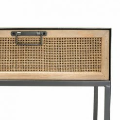 MACABANE DORIANE - Meuble TV Noir Métal 3 Tiroirs Cannage Naturel - Noir Et Naturel -MACABANE Elegant store 18338828 5