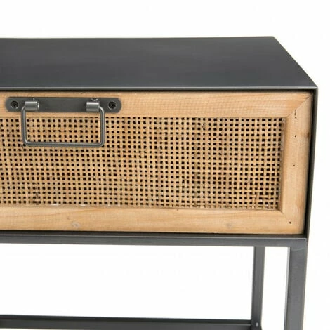 MACABANE DORIANE - Chevet Noir Métal 1 Tiroir Cannage Naturel - Noir Et Naturel 6 MACABANE DORIANE - Chevet Noir Métal 1 Tiroir Cannage Naturel - Noir Et Naturel – Image 4