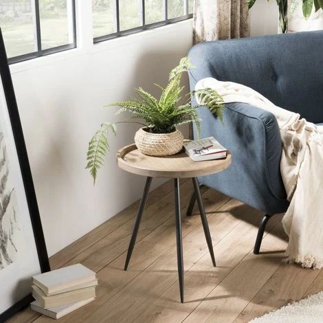 MACABANE DORIANE - Table D'appoint Ronde 45x45cm Cannage 3 Pieds Métal Noir - Naturel Et Noir 3 MACABANE DORIANE - Table D'appoint Ronde 45x45cm Cannage 3 Pieds Métal Noir - Naturel Et Noir