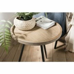 MACABANE DORIANE - Table D'appoint Ronde 45x45cm Cannage 3 Pieds Métal Noir - Naturel Et Noir 9 MACABANE DORIANE - Table D'appoint Ronde 45x45cm Cannage 3 Pieds Métal Noir - Naturel Et Noir -MACABANE Elegant store 18338844 3