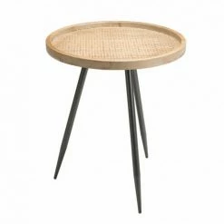 MACABANE DORIANE - Table D'appoint Ronde 45x45cm Cannage 3 Pieds Métal Noir - Naturel Et Noir 10 MACABANE DORIANE - Table D'appoint Ronde 45x45cm Cannage 3 Pieds Métal Noir - Naturel Et Noir -MACABANE Elegant store 18338844 4