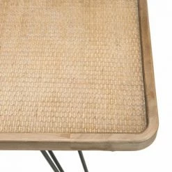 MACABANE DORIANE - Console Plateau Cannage Naturel Pieds épingles Métal Noir - Naturel Et Noir -MACABANE Elegant store 18338847 4