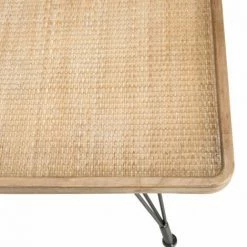 MACABANE DORIANE - Table Basse Rectangulaire Plateau Cannage Naturel Pieds Métal Noir - Naturel Et Noir -MACABANE Elegant store 18338853 4