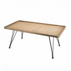 MACABANE DORIANE - Table Basse Rectangulaire Plateau Cannage Naturel Pieds Métal Noir - Naturel Et Noir -MACABANE Elegant store 18338853 5