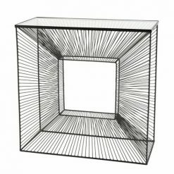 MACABANE THEODORE - Console Carrée Métal Noir Plateau Verre - Noir -MACABANE Elegant store 18338883 5