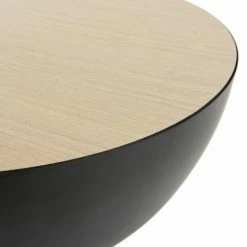 MACABANE THEODORE - Table Basse Coque 70x70cm Base Métal Plateau Bois Clair - Noir -MACABANE Elegant store 18338888 3