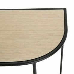 MACABANE THEODORE - Console Double Plateau Bois Clair Pieds Métal Noir - Noir Et Naturel -MACABANE Elegant store 18338898 3