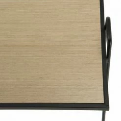 MACABANE THEODORE - Table D'appoint 57x35 Cm Plateau Bois Clair Pieds Métal Noir - Noir Et Naturel -MACABANE Elegant store 18338903 3
