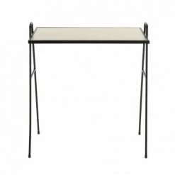 MACABANE THEODORE - Table D'appoint 57x35 Cm Plateau Bois Clair Pieds Métal Noir - Noir Et Naturel -MACABANE Elegant store 18338903 5