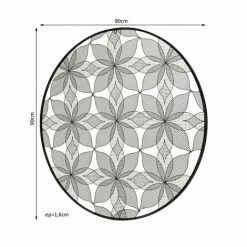 MACABANE THEODORE - Décoration Murale Ronde 90x90cm Métal Noir Fleurs - Noir -MACABANE Elegant store 18338953 5