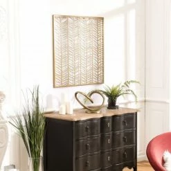 MACABANE THEODORE - Décoration Murale Carrée 80x80cm Métal Doré - Doré