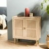 MACABANE ADELE - Buffet 2 Portes Toile De Jute Pieds Métal Doré - Beige -MACABANE Elegant store 18338978 1