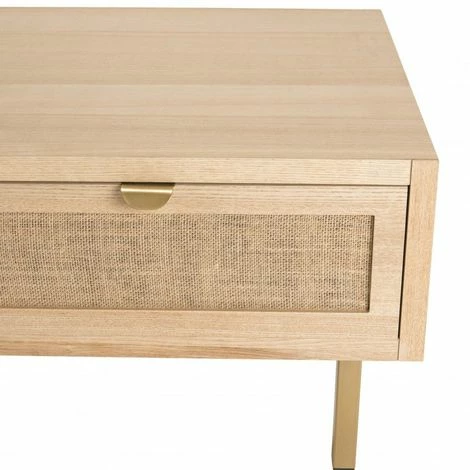 MACABANE ADELE - Table Basse 2 Tiroirs Toile De Jute Pieds Métal Doré - Beige 5 MACABANE ADELE - Table Basse 2 Tiroirs Toile De Jute Pieds Métal Doré - Beige – Image 3